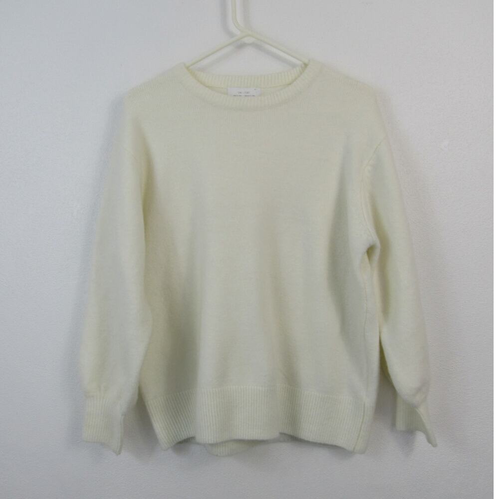 Oak + Fort White Crew Neck Cozy Sweater Cozy Comfy Casual